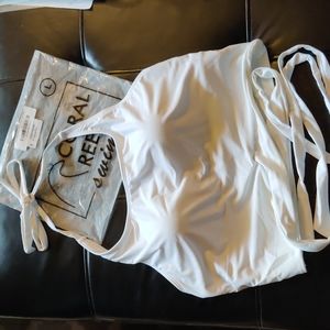 Coral Reef White Halter Swim Top!⛱️